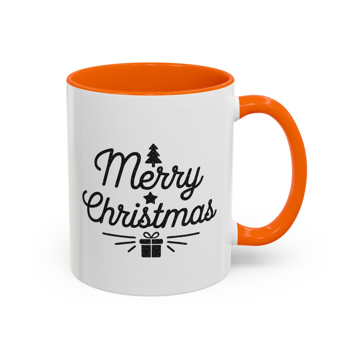 Christmas Mug - Merry Christmas Black Text Tree Star Present