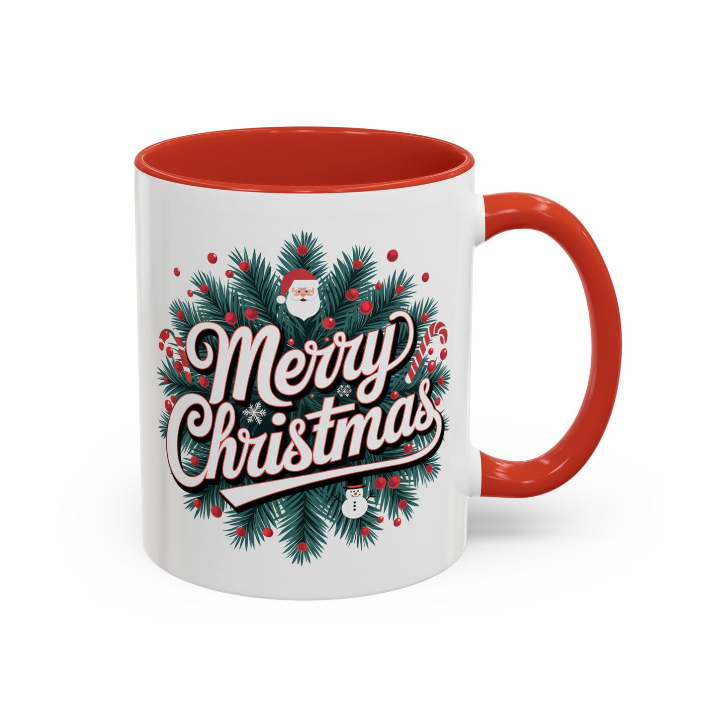 Christmas Mug - Merry Christmas White & Red Embossed Text