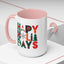 Christmas Mug - Happy Holidays Green Red & Blue Decorative Text