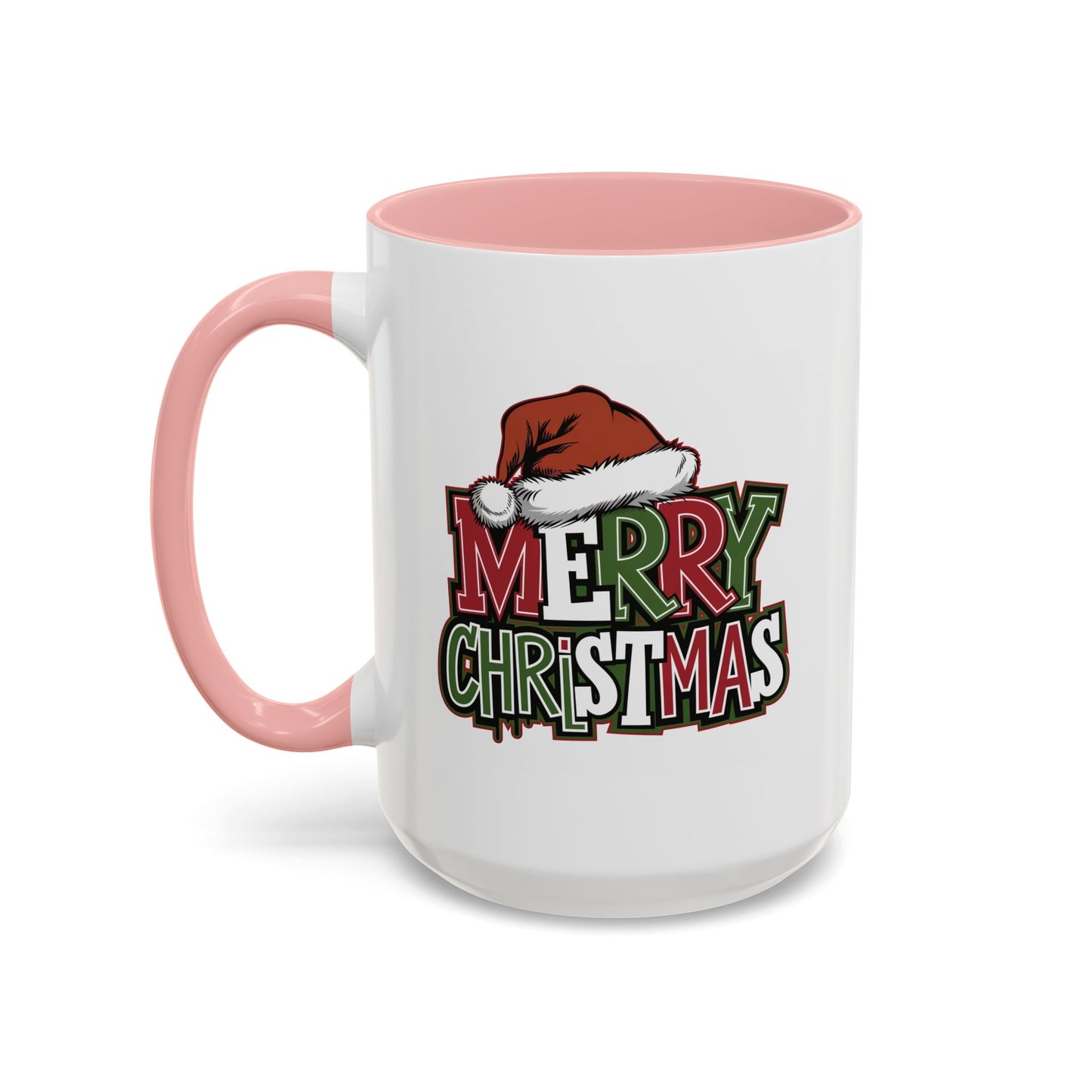 Christmas Mug - Merry Christmas Red Green & White Graffiti Hat