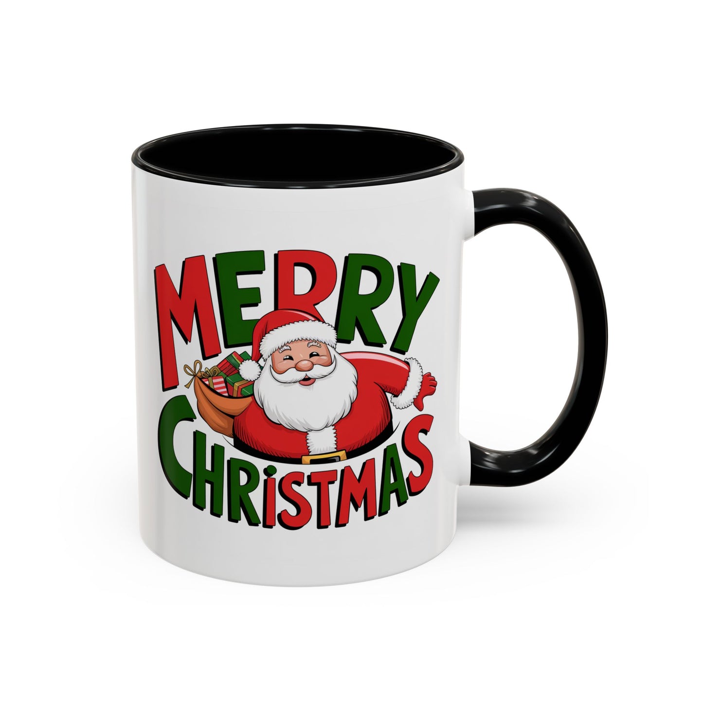 Christmas Mug - Green & Red Text Santa Presents