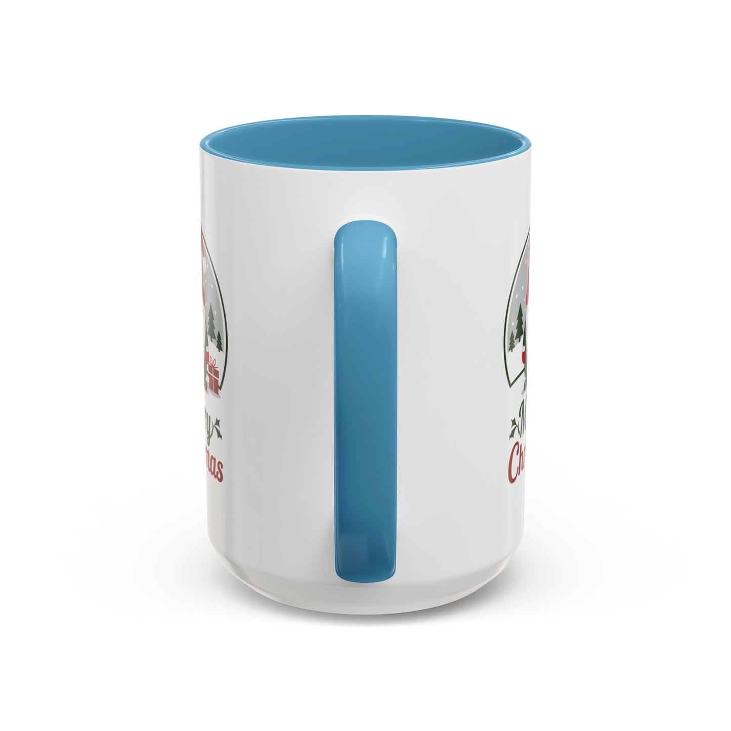 Christmas Mug - Merry Christmas Green & Red Text Gnome Present Trees
