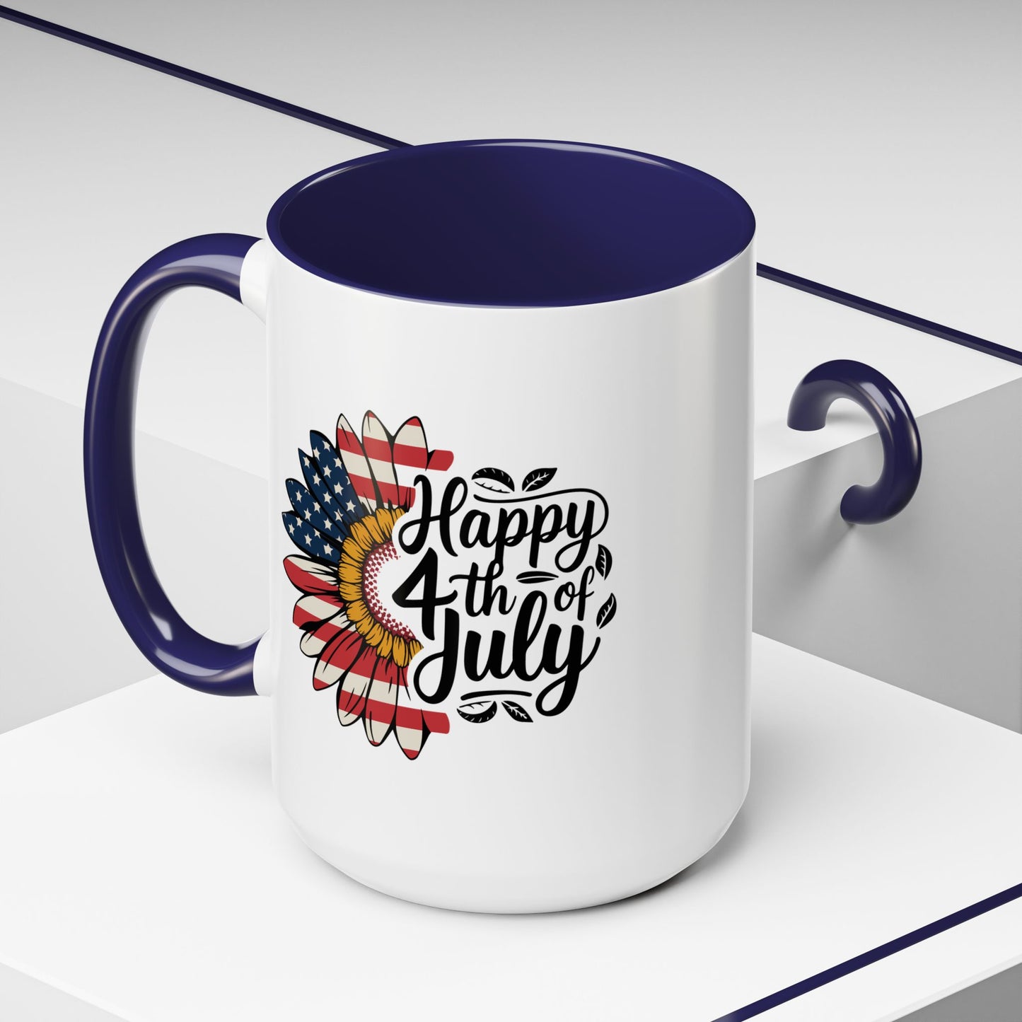 4th of July Mug - Happy 4th of July Sunflower USA Flag
