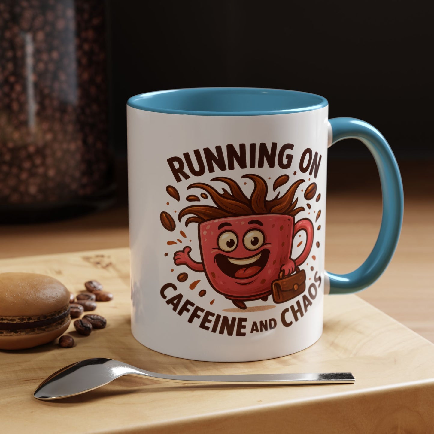Humor Mug - Running On Caffeine and Chaos