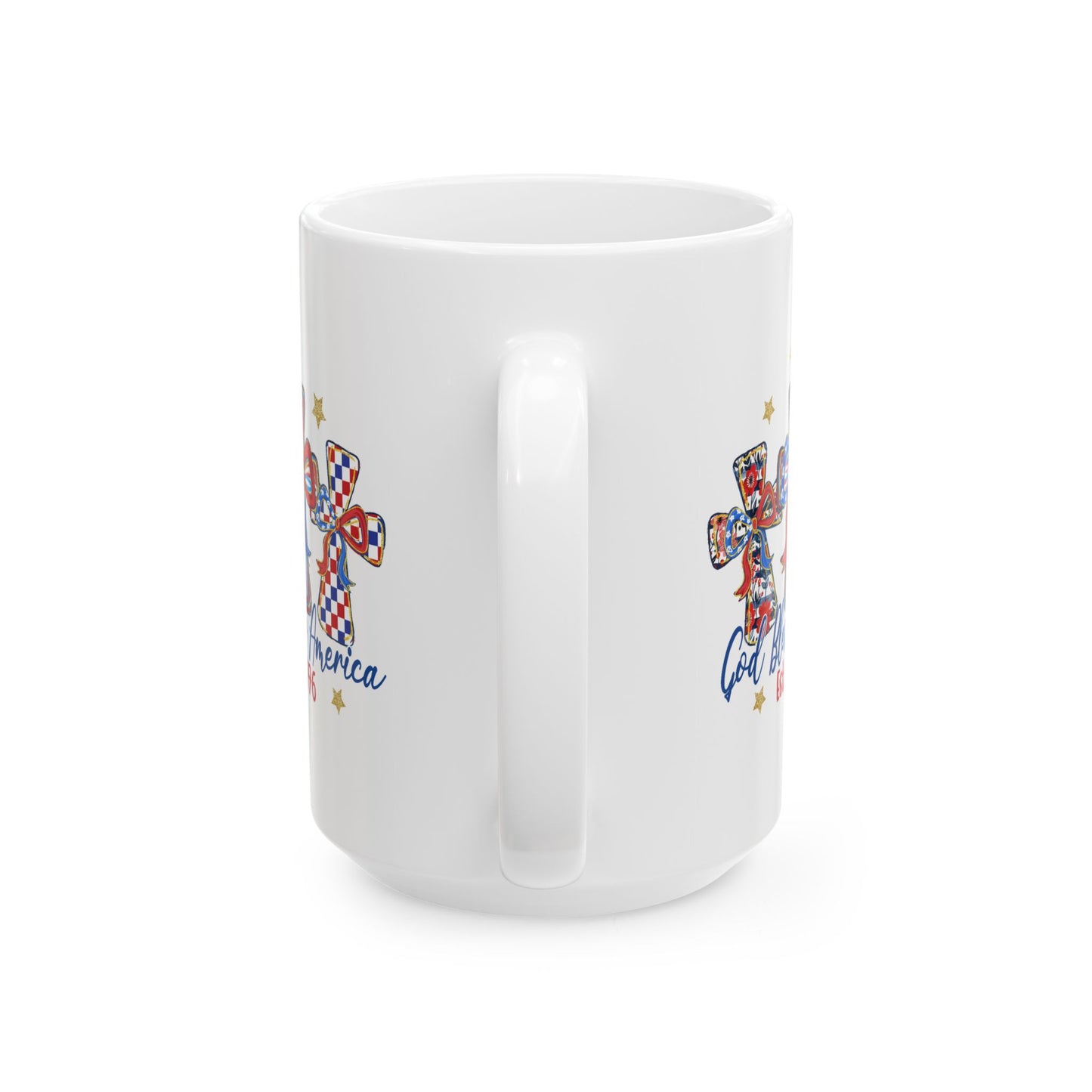 4th of July Mug - God Bless America Patriotic Cross