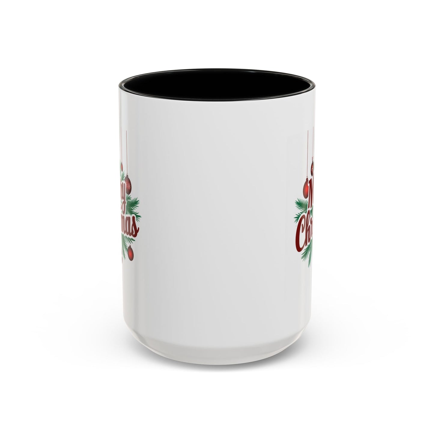 Christmas Mug - Merry Christmas Maroon Text Ornaments