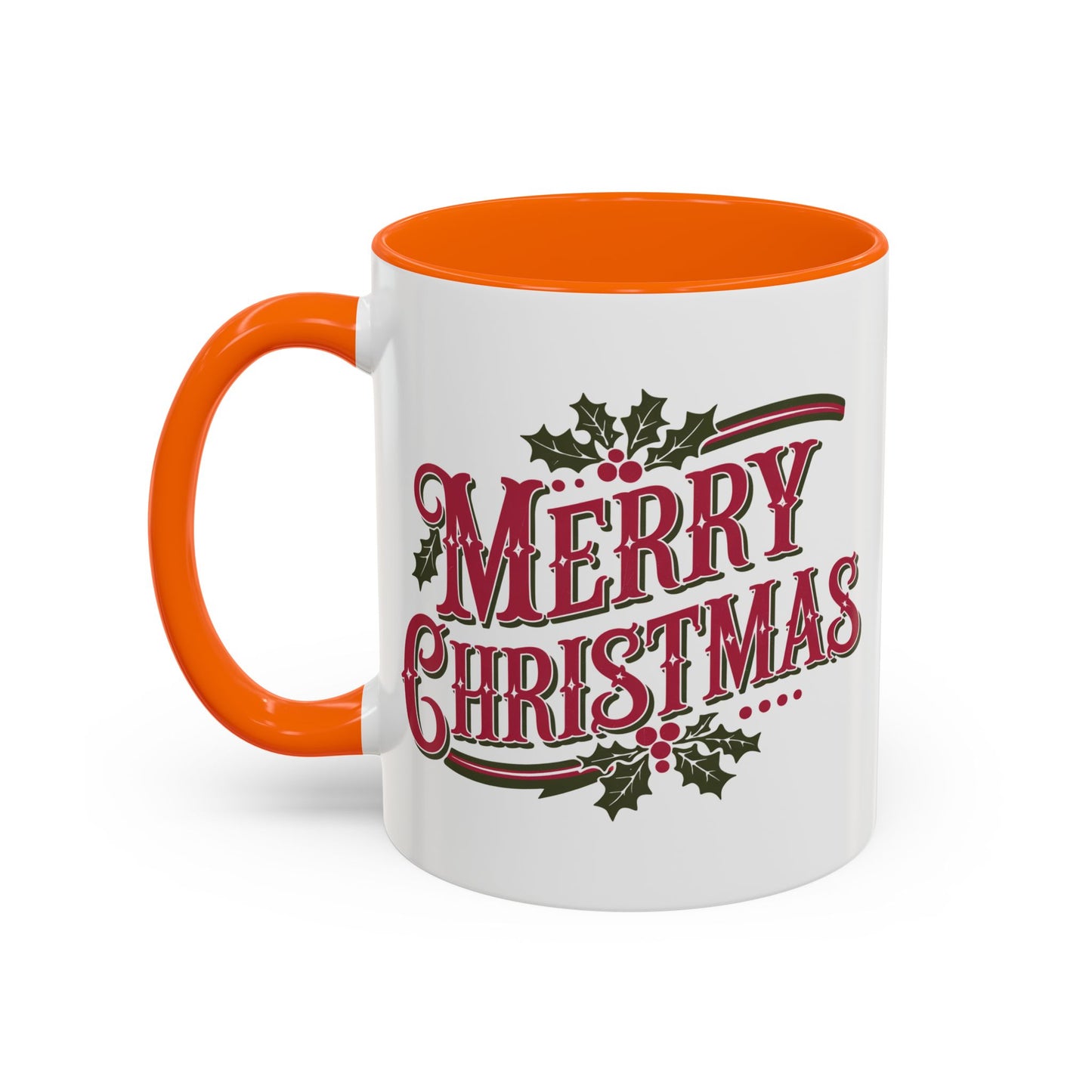 Christmas Mug - Merry Christmas Maroon & Green Text Decorations