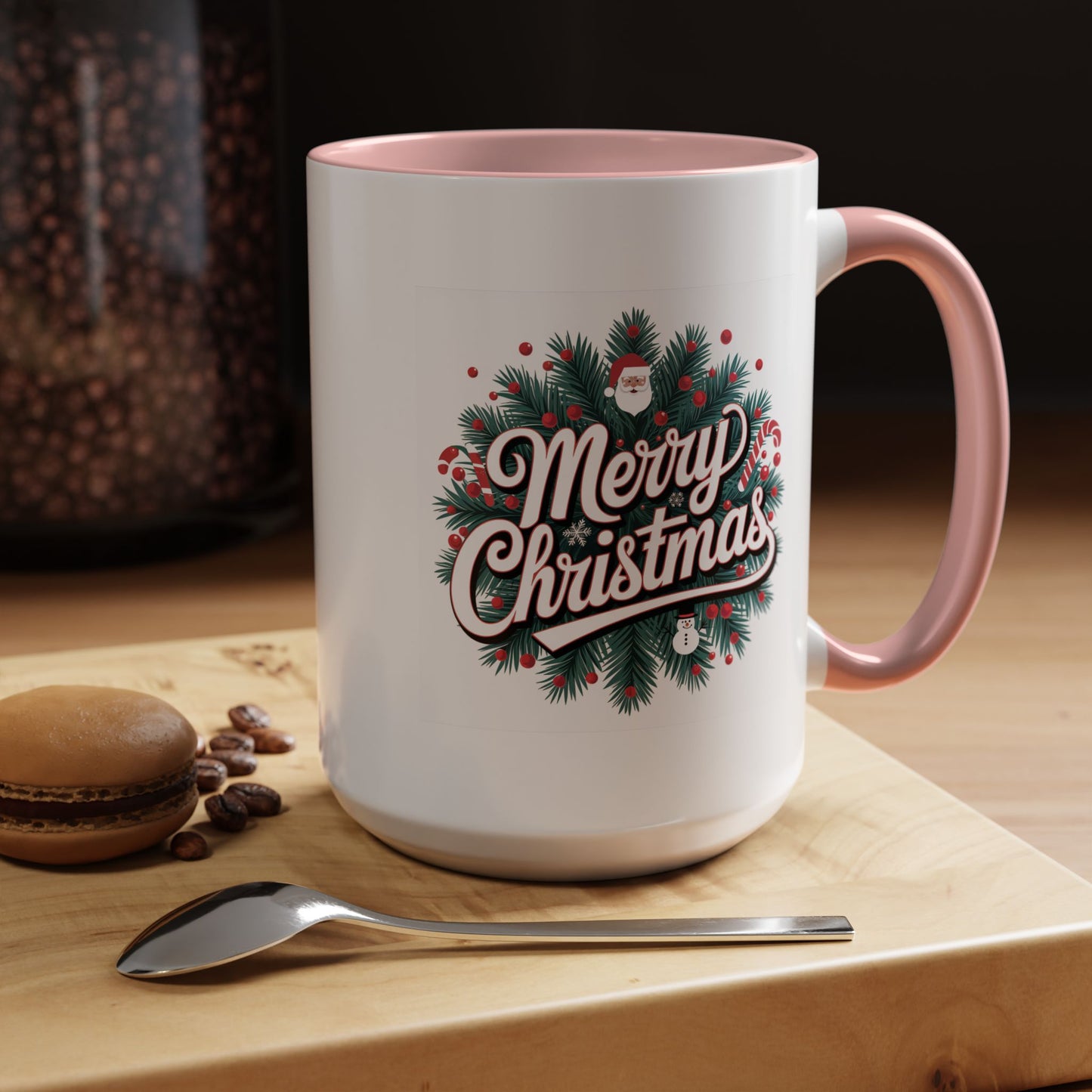 Christmas Mug - Merry Christmas White & Red Embossed Text