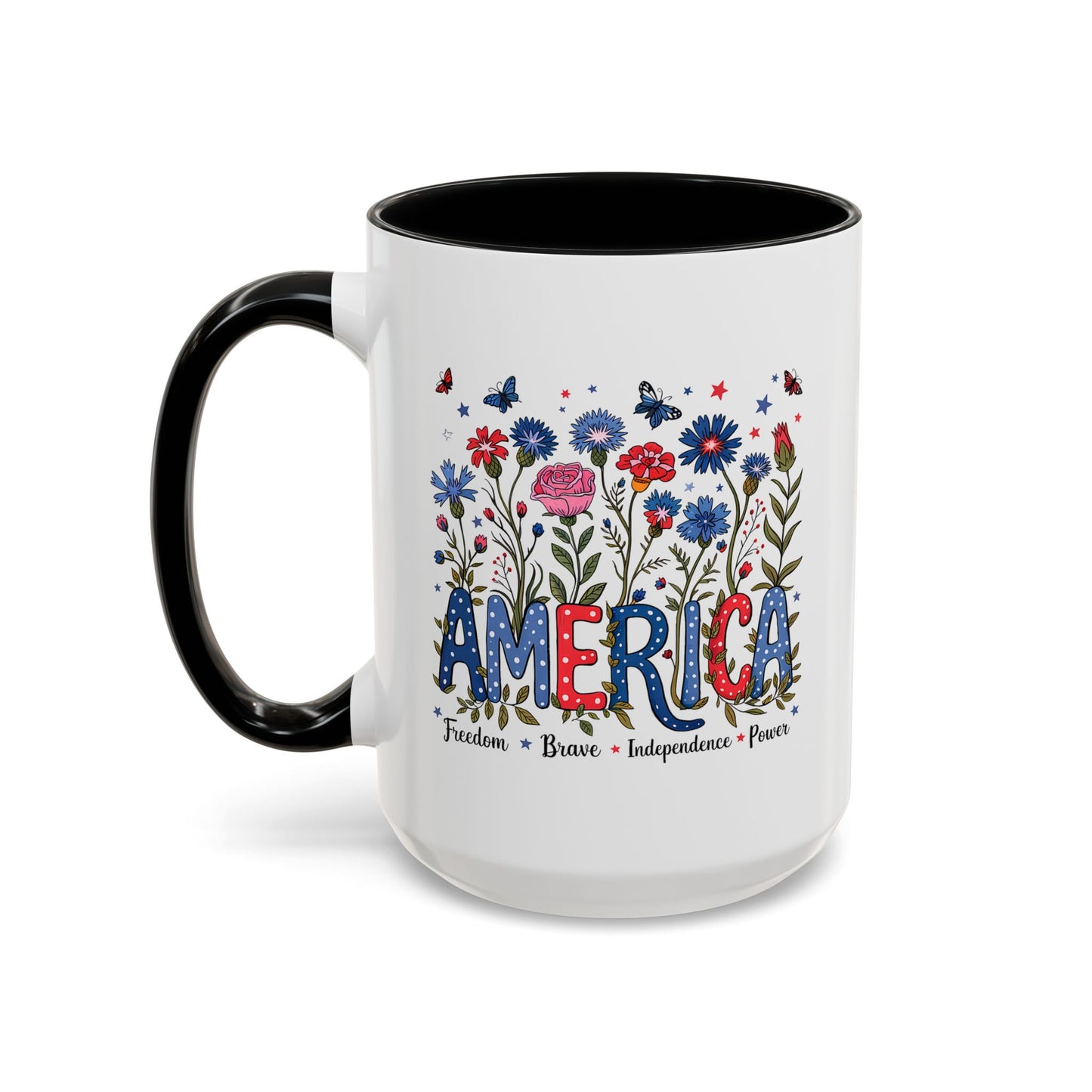 4th of July Mug - Floral America Patriotic