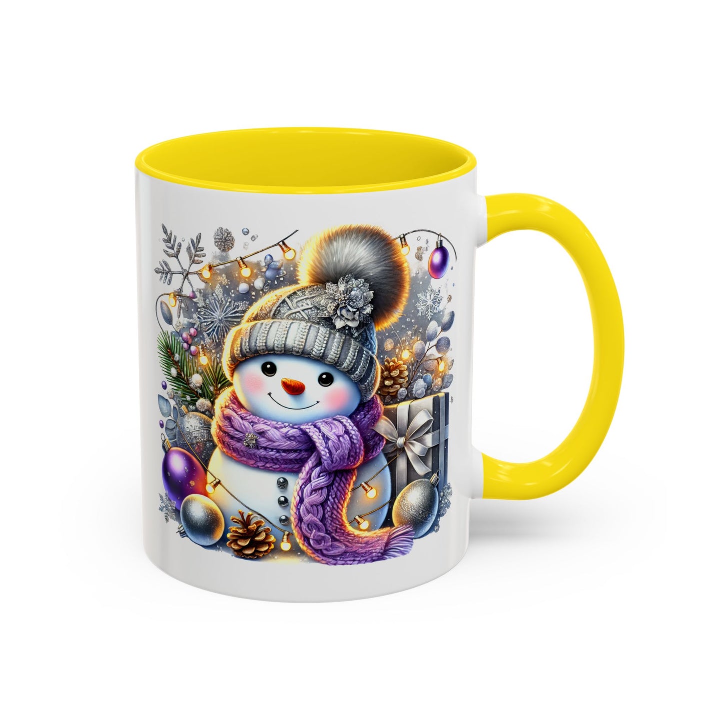 Christmas Mug - Purple and Silver Snowman