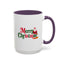 Christmas Mug - Merry Christmas Green & Red Text Santa Presents