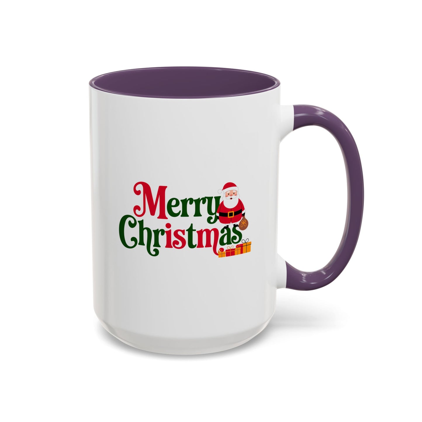 Christmas Mug - Merry Christmas Green & Red Text Santa Presents