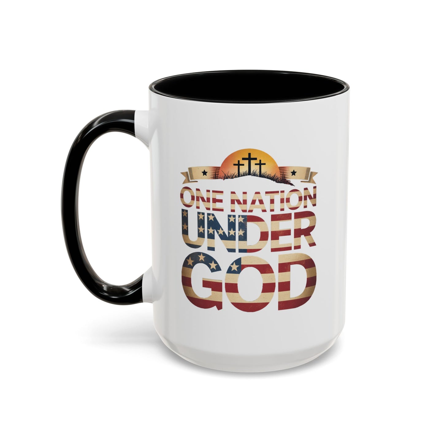 4th of July Mug - One Nation Under God Cross Flag