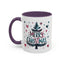 Christmas Mug - Merry Christmas Maroon & Blue Text Tree Hearts Stars