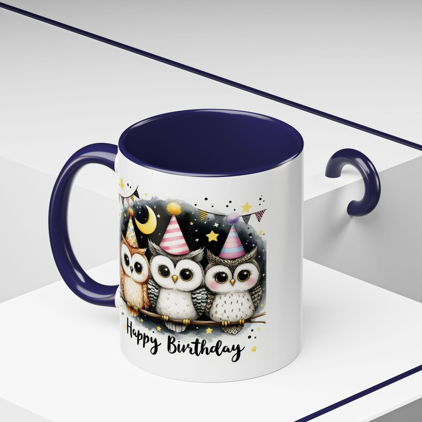 Birthday Mug - Happy Birthday Owls