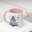 Christmas Mug - Merry Christmas Maroon & Blue Text Tree Hearts Stars
