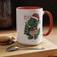 Christmas Mug - Merry Christmas Red Text Dinosaur Tree