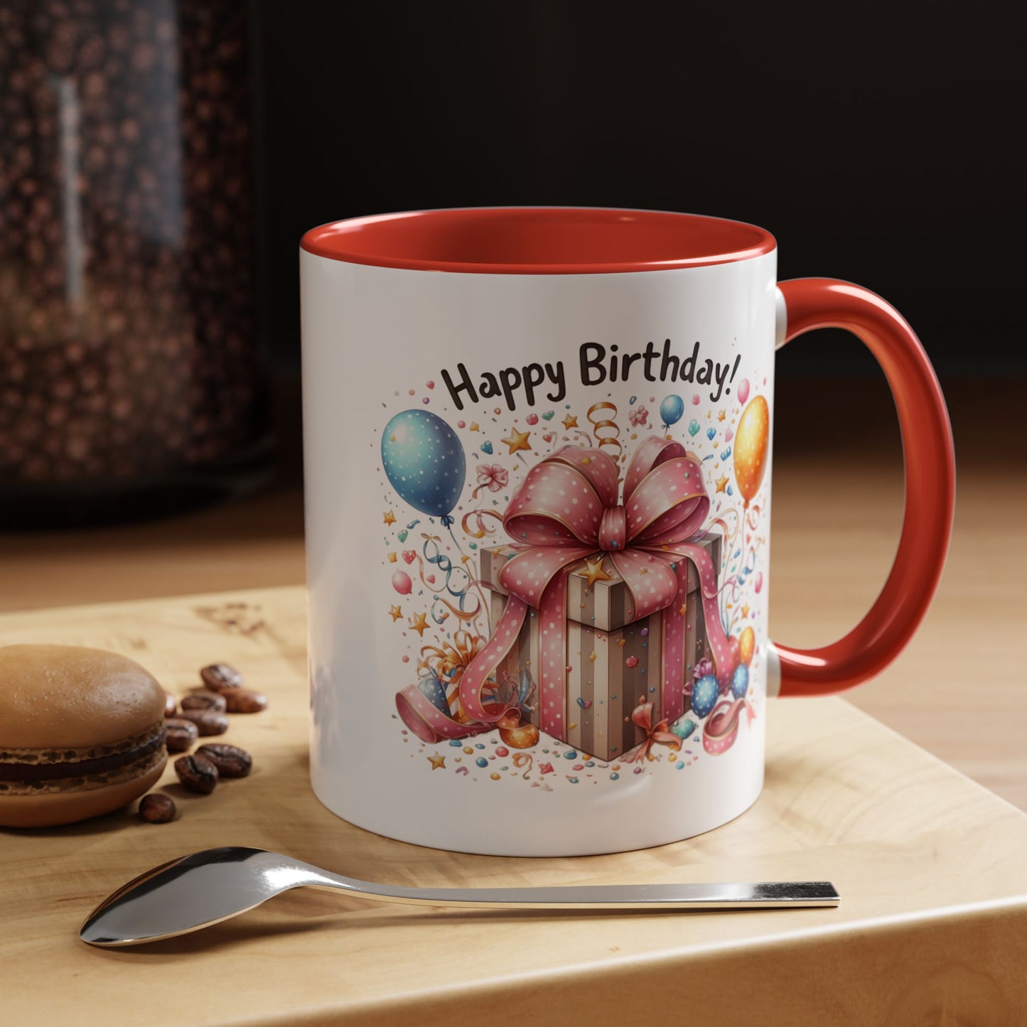 Birthday Mug - Happy Birthday Pink Ribbon Present