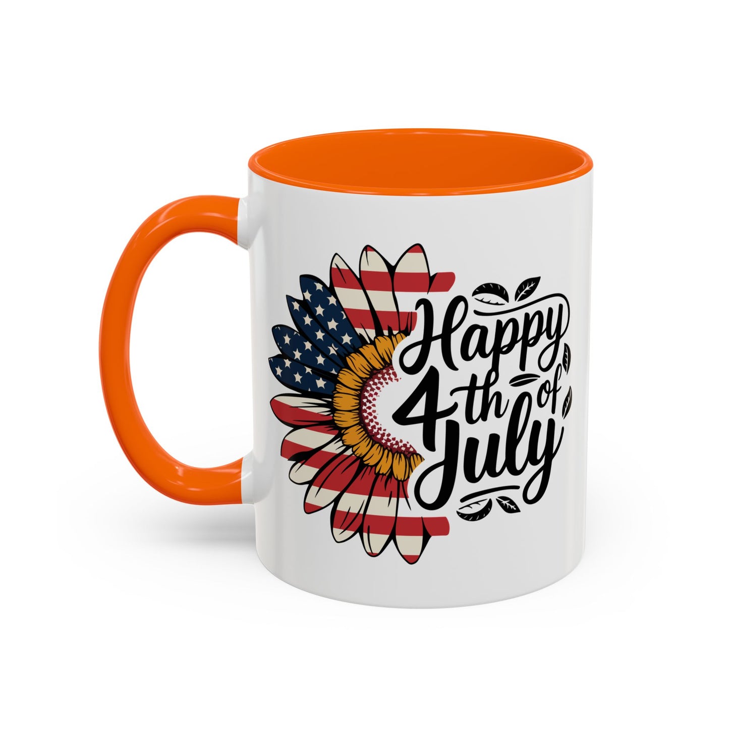 4th of July Mug - Happy 4th of July Sunflower USA Flag