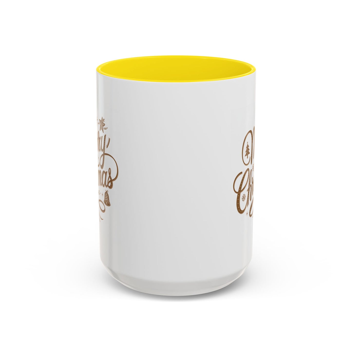 Christmas Mug - Merry Christmas Gold Text Tree Star Ornaments