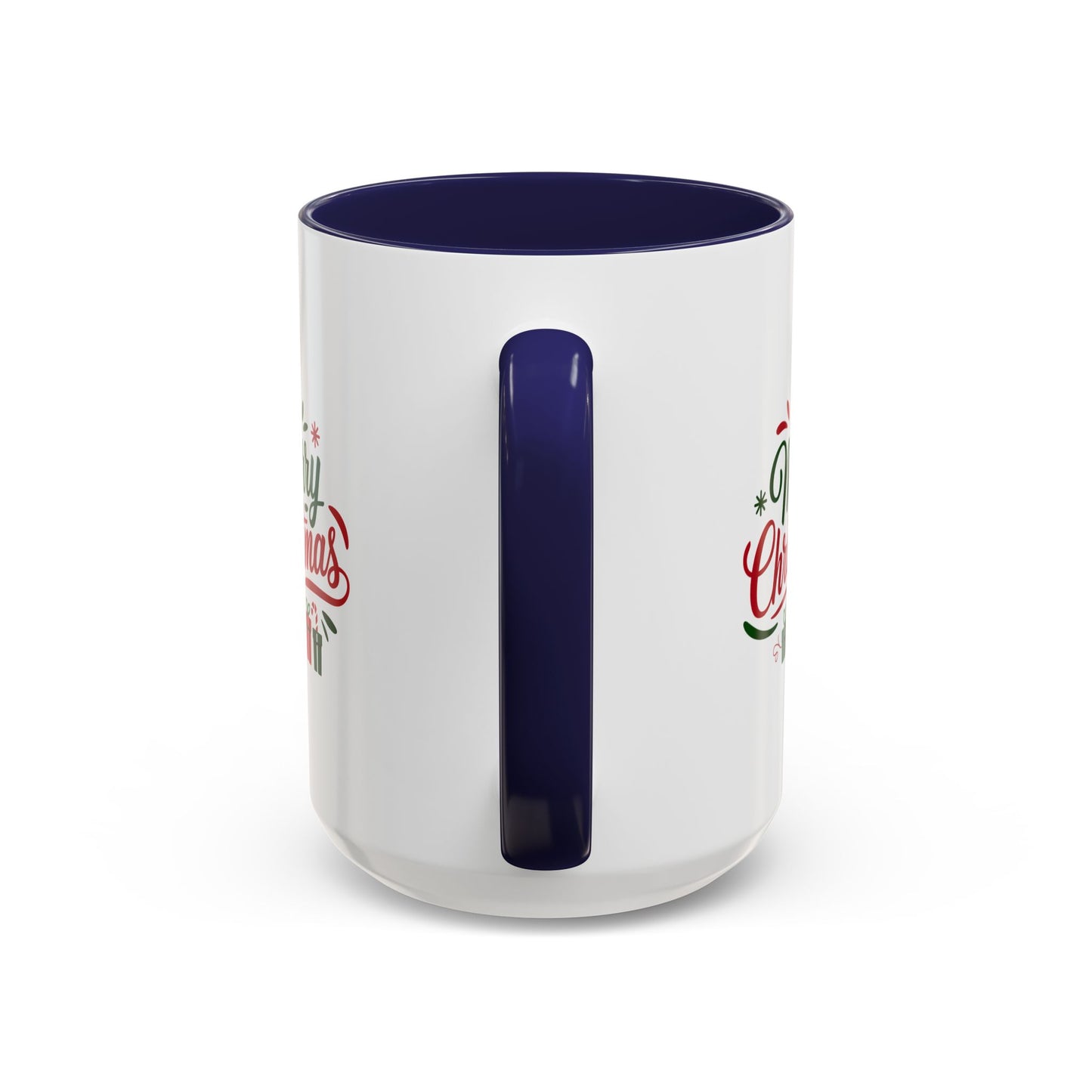 Christmas Mug - Merry Christmas Green & Red Text Tree Snowflakes Presents