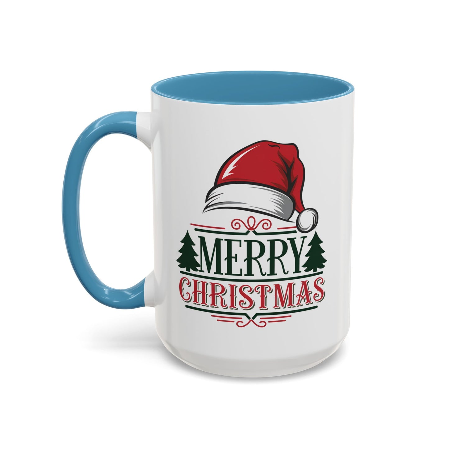 Christmas Mug - Merry Christmas Green & Red Text Red Hat
