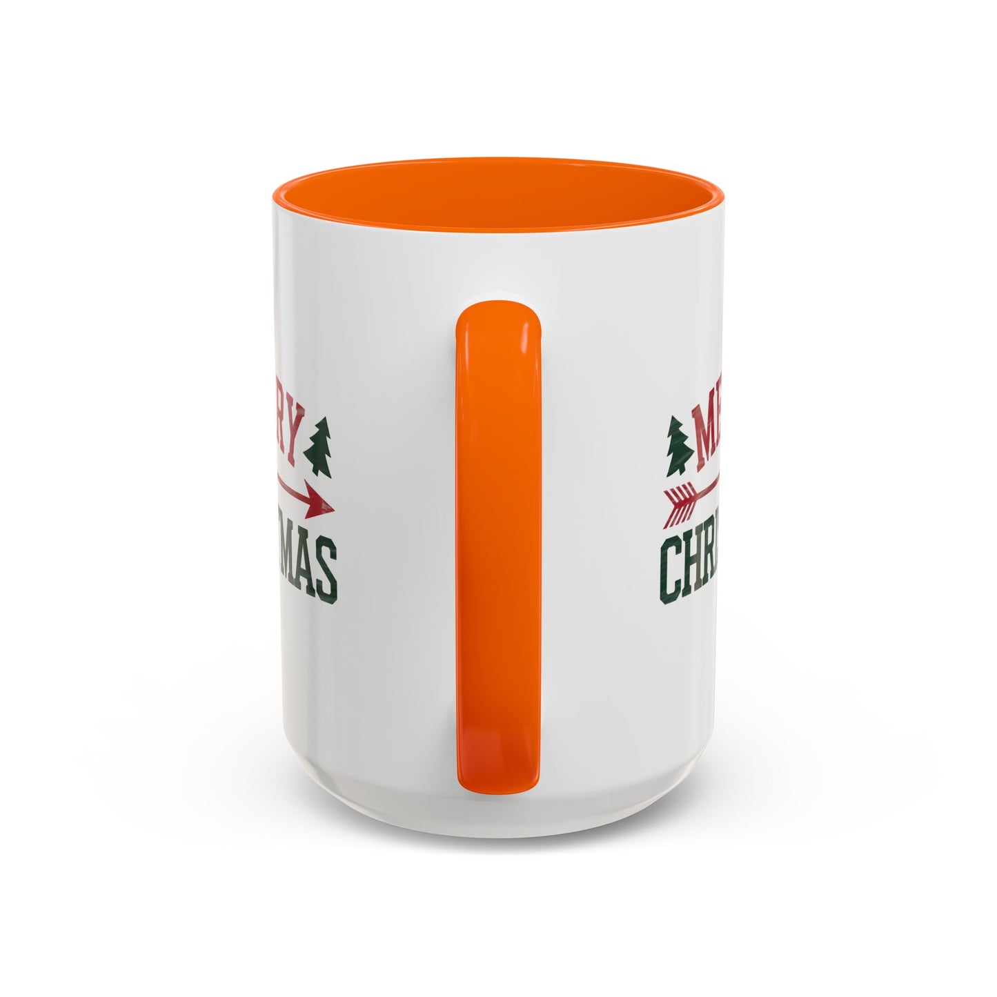 Christmas Mug - Merry Christmas Red & Green Text Heart Arrow Trees