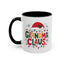 Christmas Mug - Grandma Claus Green Yellow & Red Text Hat Lights Stars