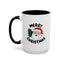 Christmas Mug - Merry Christmas Black Text Santa Tree