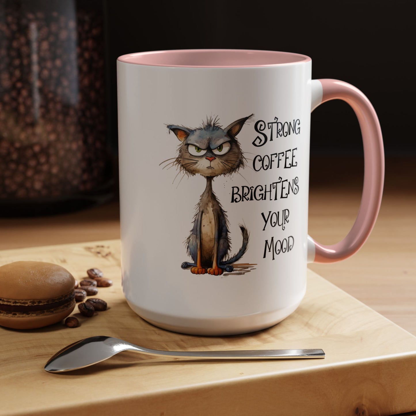 Humor Mug - Strong Coffee Brightens Your Mood