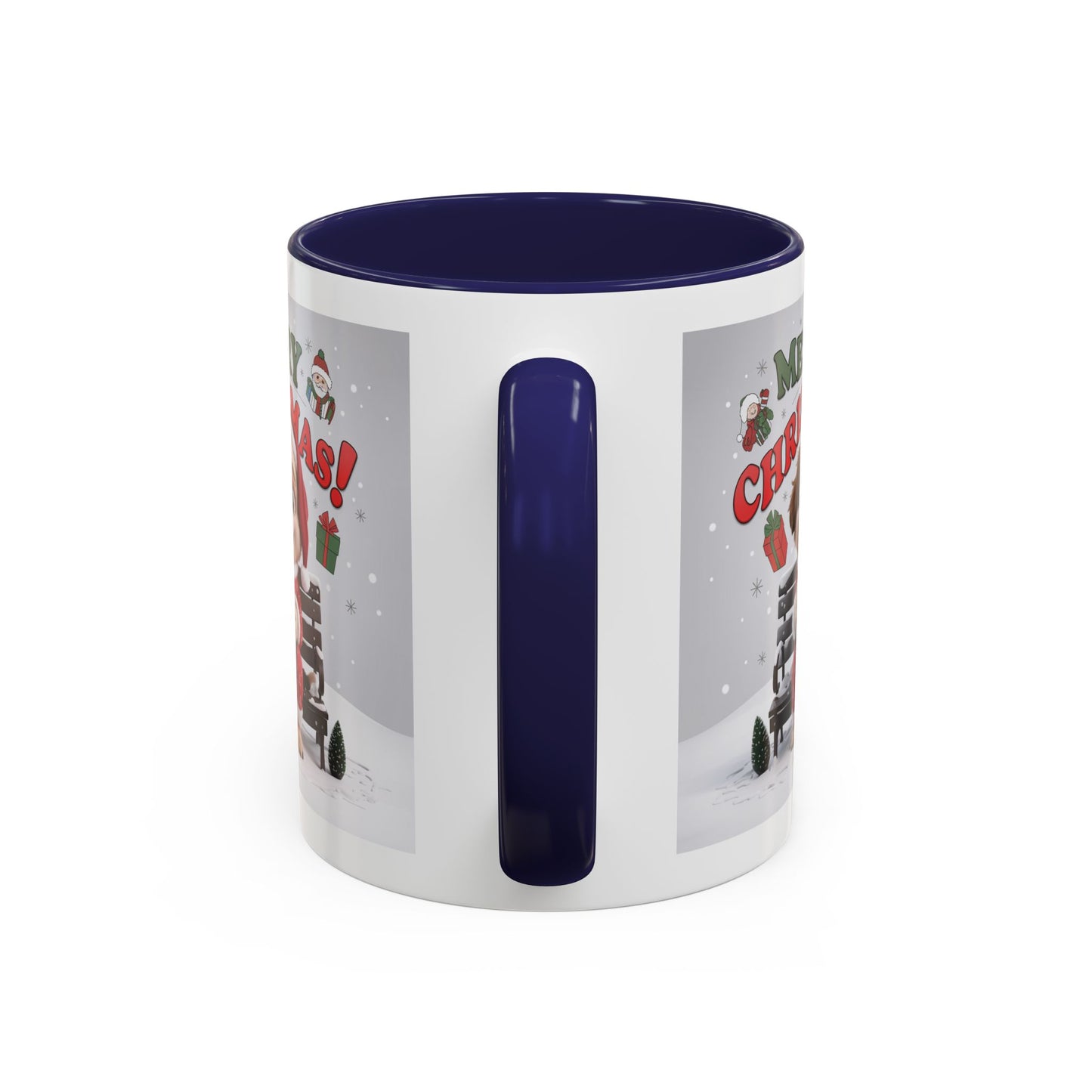 Christmas Mug - Merry Christmas Red Text Puppy Red Top