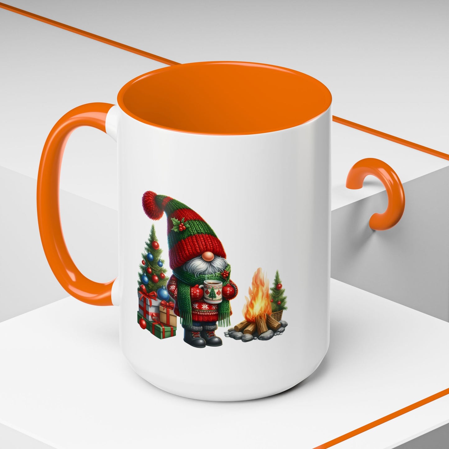Christmas Mug - Gnome Presents and Fire