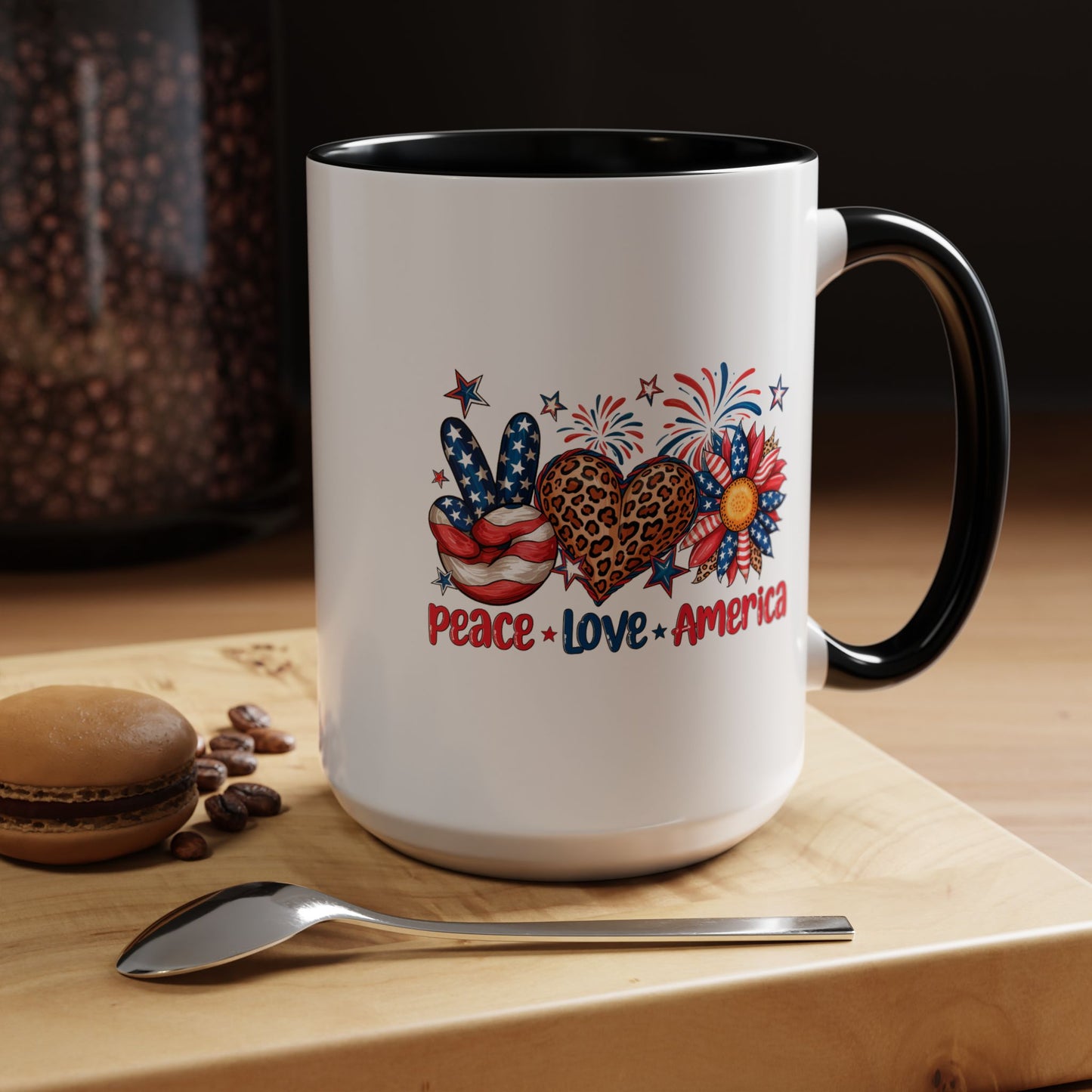 4th of July Mug - Peace Love America