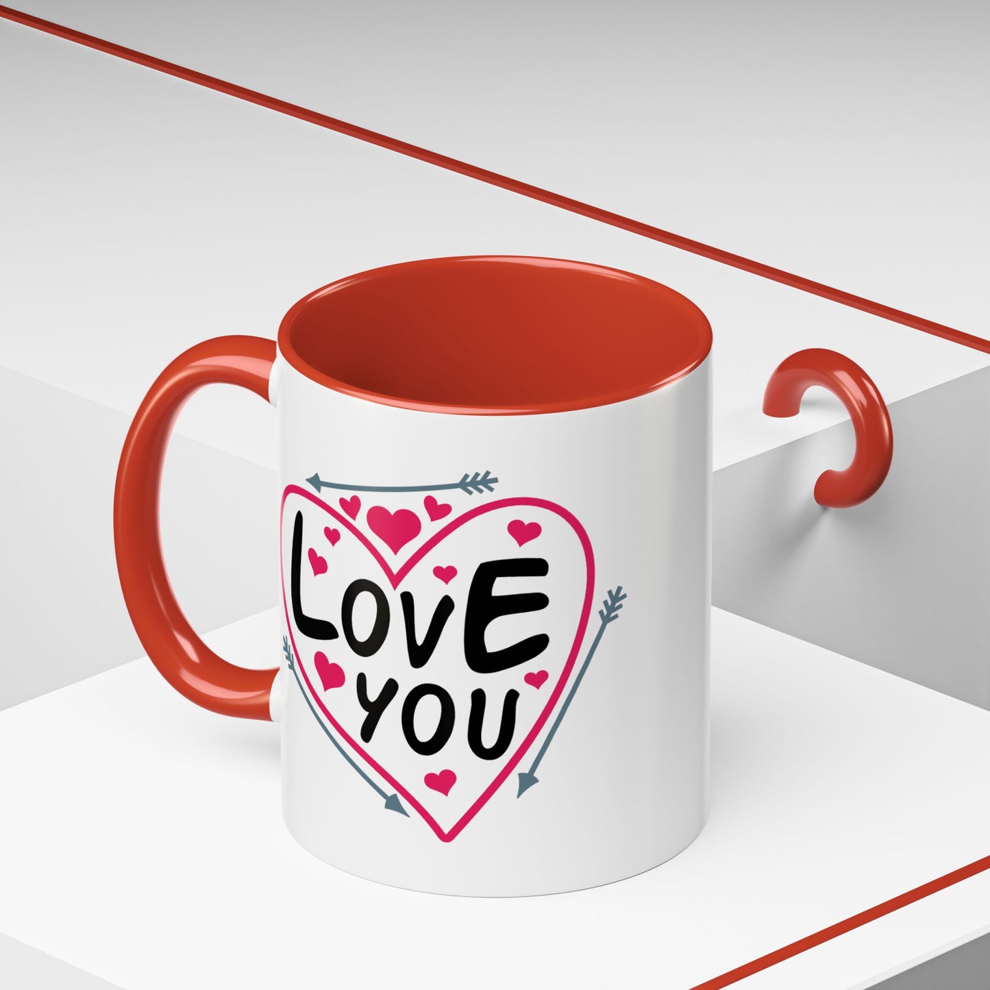 Valentine's Day Mug - Love You Heart Arrows