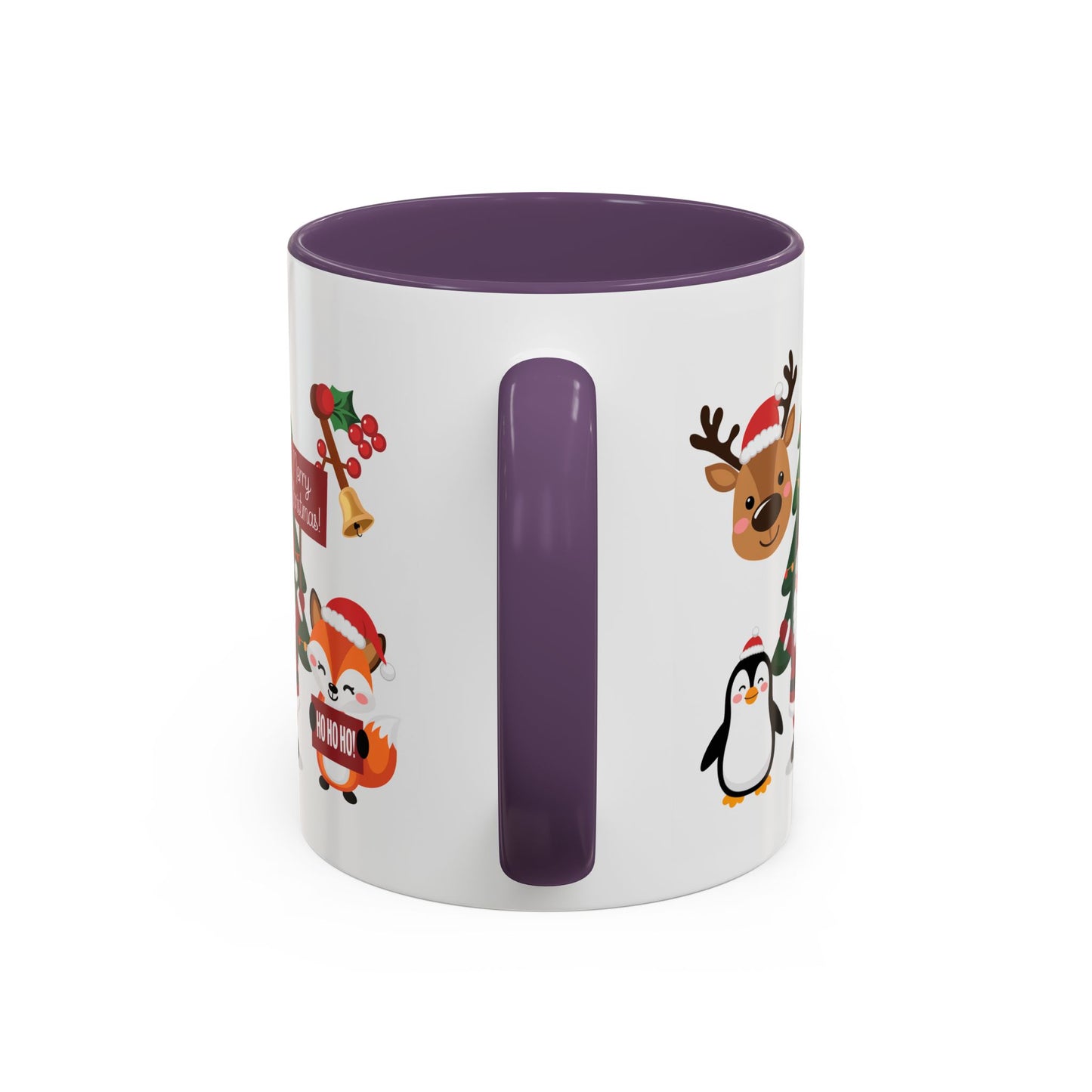 Christmas - Merry Christmas White Text Santa Reindeer Penguin Fox