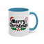 Christmas Mug - Merry Christmas Black Text Hat Candy Cane Mistletoe