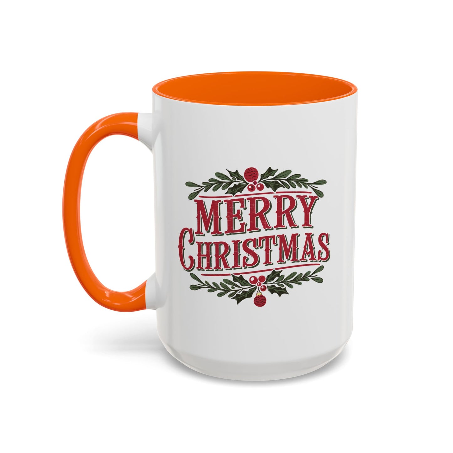 Christmas Mug - Merry Christmas Maroon Text Ornament Decorations