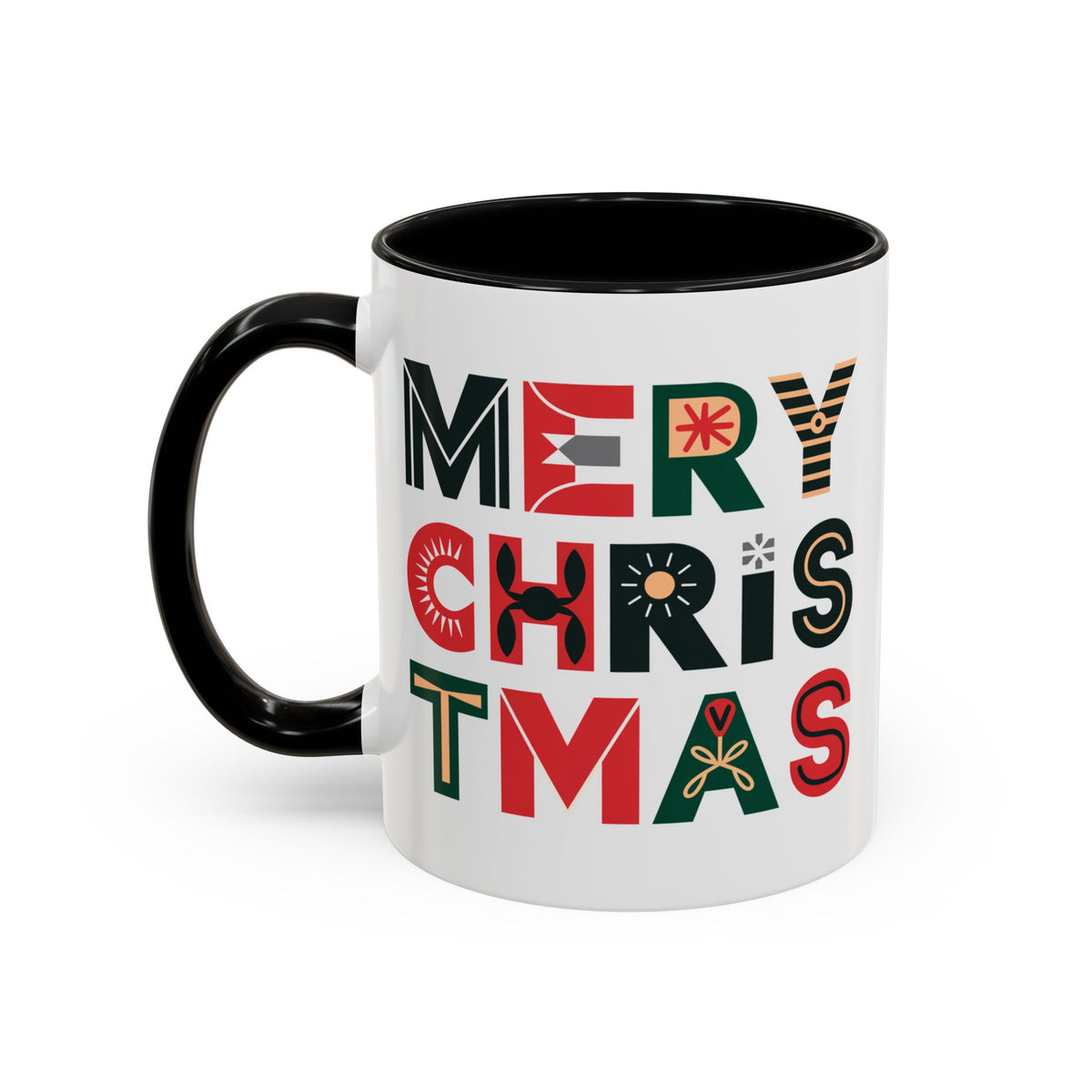 Christmas - Merry Christmas Black Red Green Patterned Text