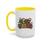 Christmas Mug - Merry Christmas Green Yellow & Red Text Hats