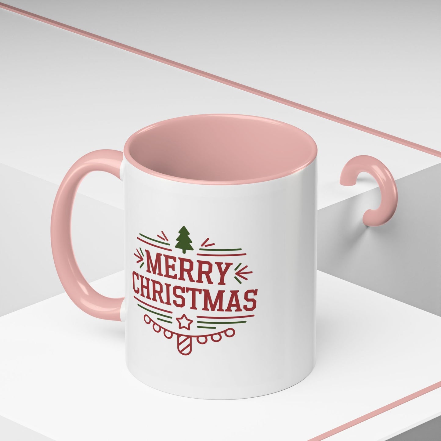 Christmas Mug - Merry Christmas Maroon Text Tree Star