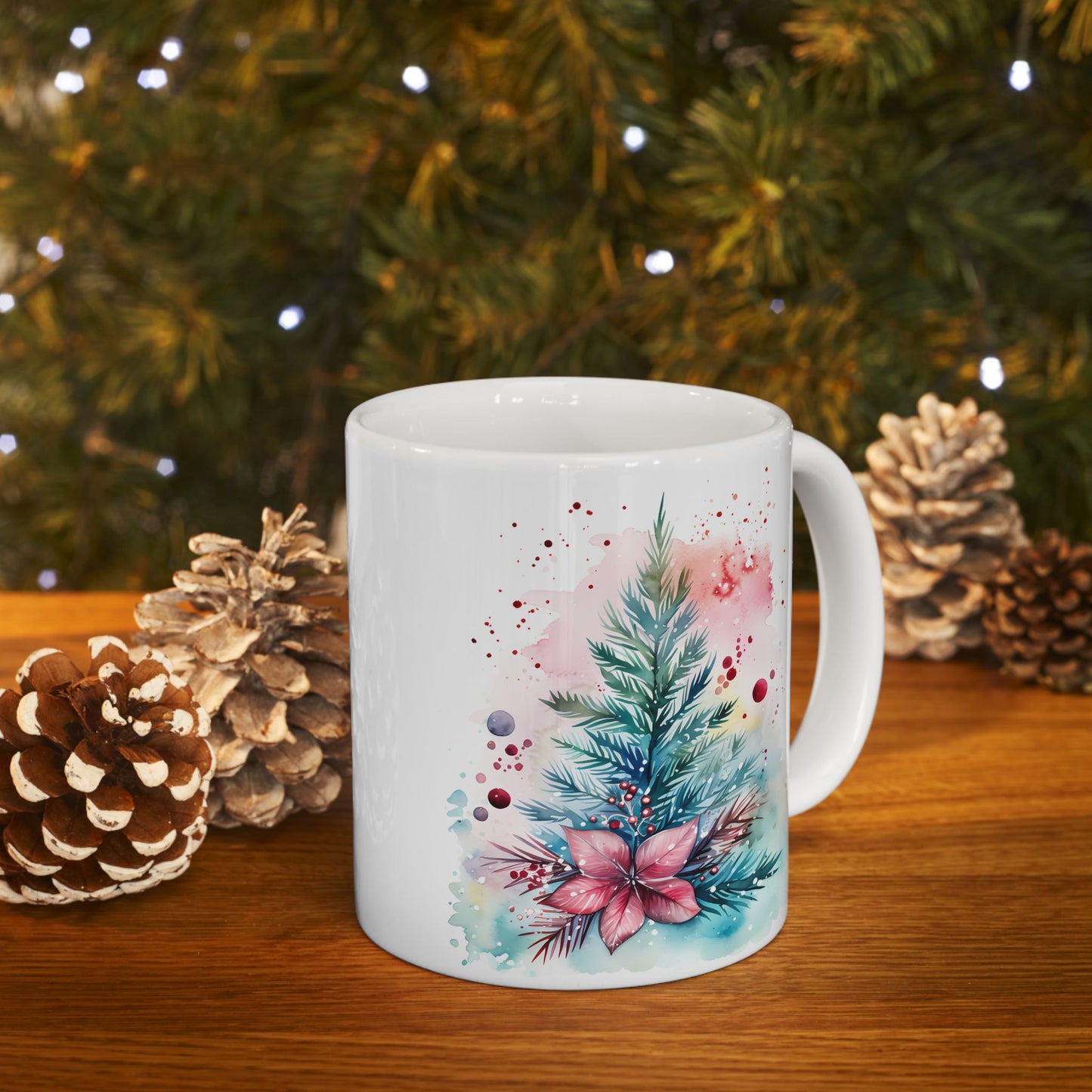 Christmas Mug - Christmas Tree and Mistletoe