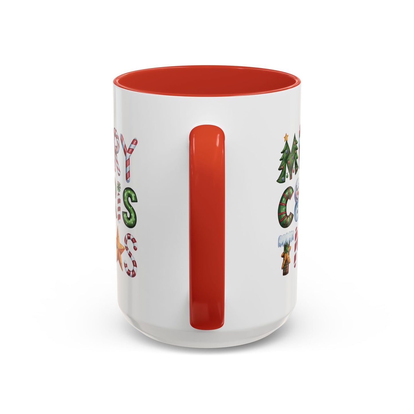 Christmas Mug - Merry Christmas Green Red & Gold Patterned Text