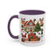 Christmas Mug - Happy Holidays Red Text Reindeer Santa Snowman Presents