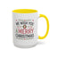 Christmas Mug - We Wish You a Merry Christmas Blue Green & Red Text