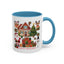 Christmas Mug - Happy Holidays Red Text Reindeer Santa Snowman Presents