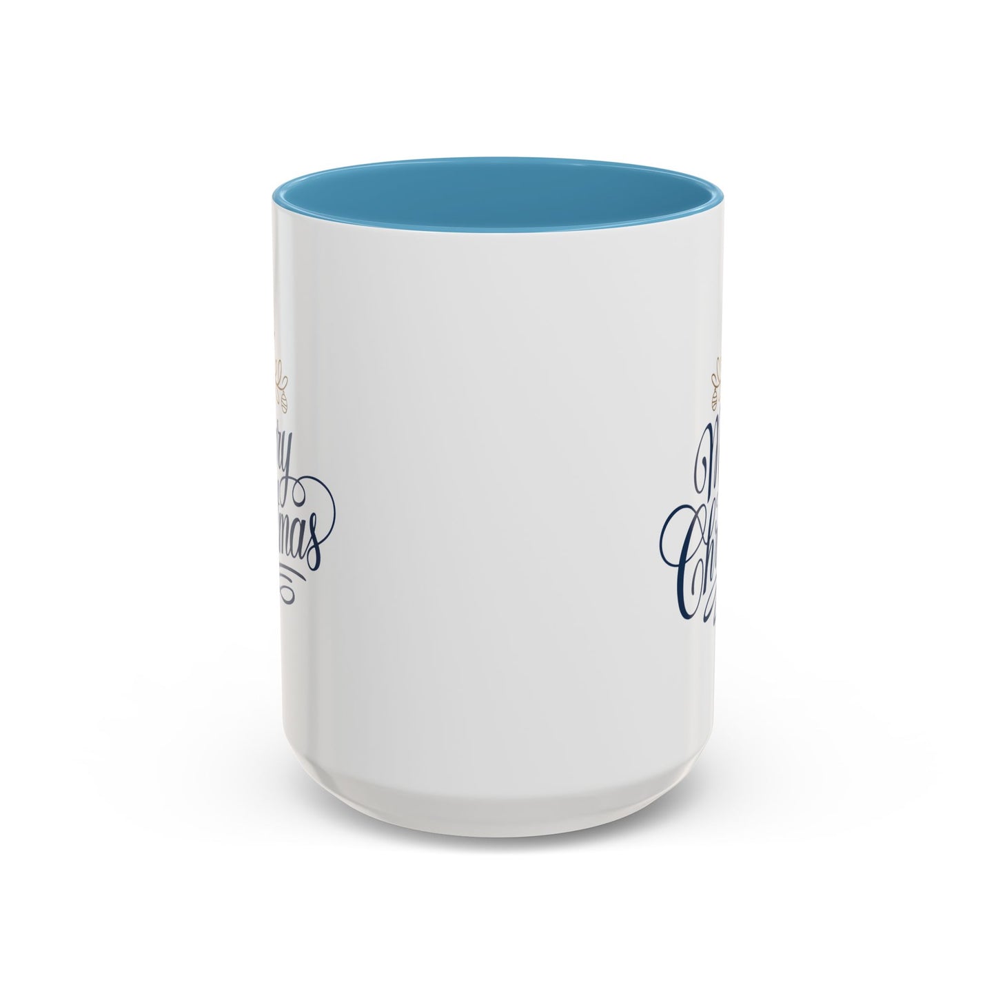 Christmas Mug - Merry Christmas Blue Text Gold Ornaments