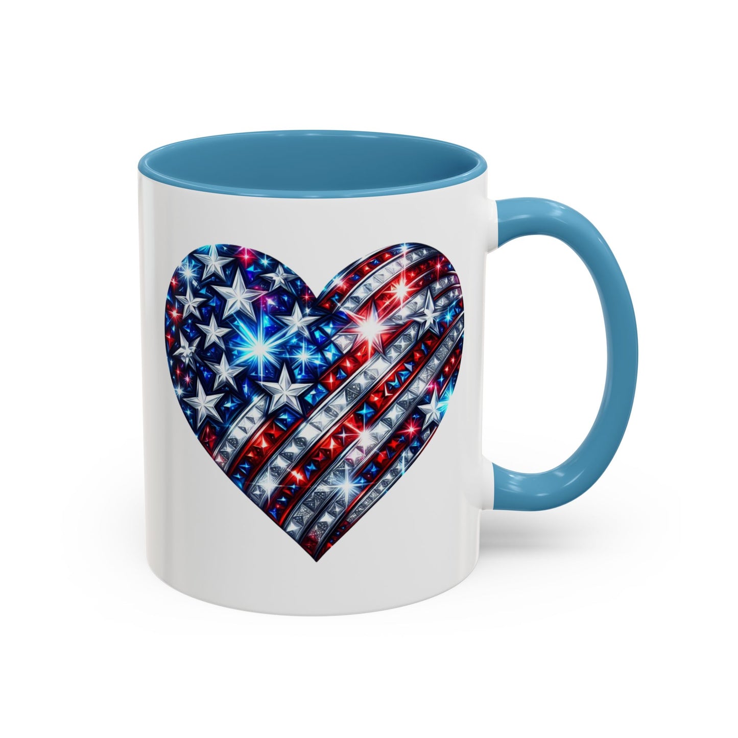 4th of July Mug - USA Sparkle Heart