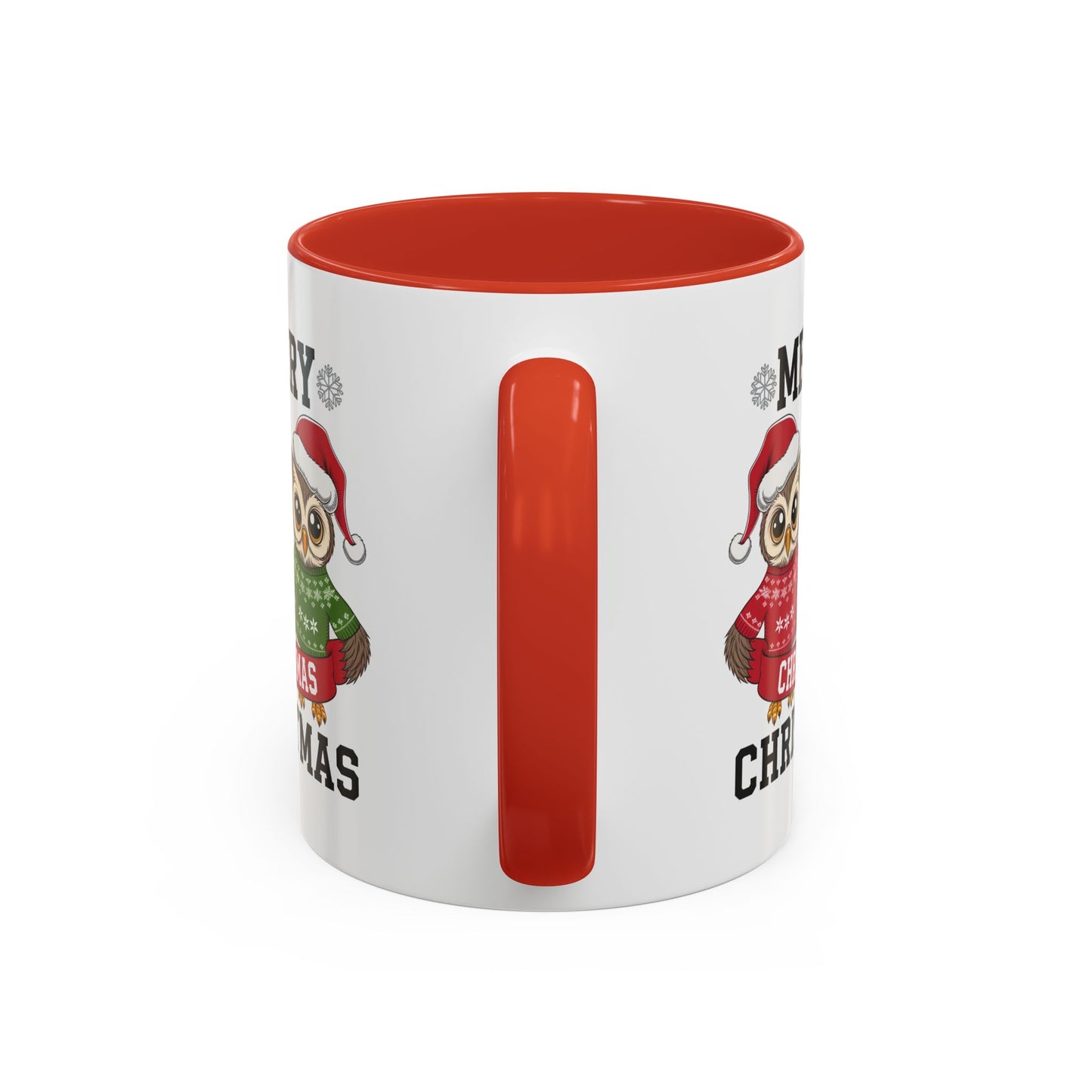 Christmas Mug - Merry Christmas Black Text Owls