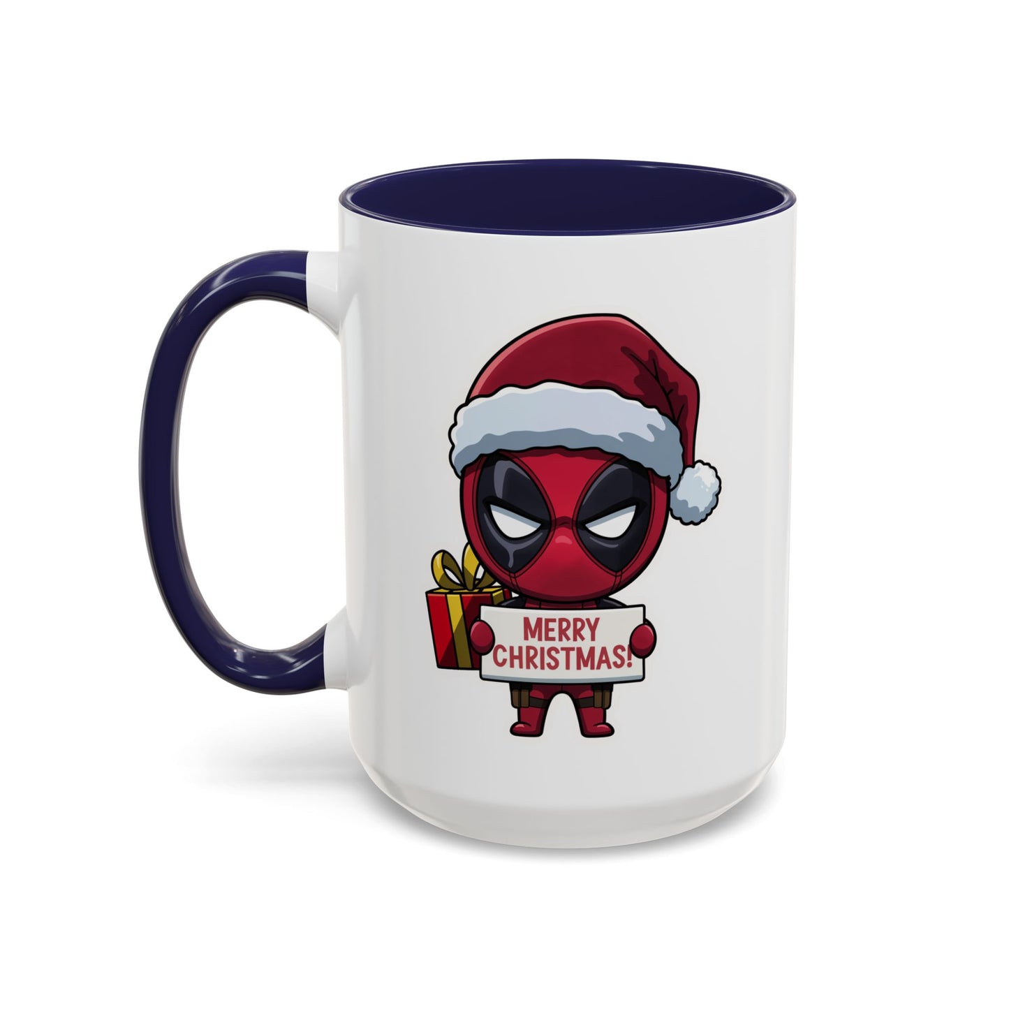 Christmas Mug - Merry Christmas Red Text Superhero