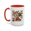 Christmas Mug - Happy Holidays Red Text Reindeer Santa Snowman Presents